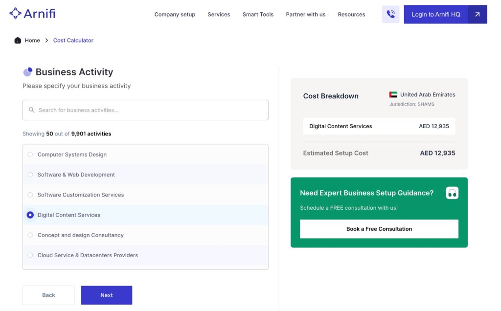 Business cost calculator step - 2