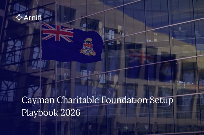 Blog banner image of Cayman charitable foundation setup.