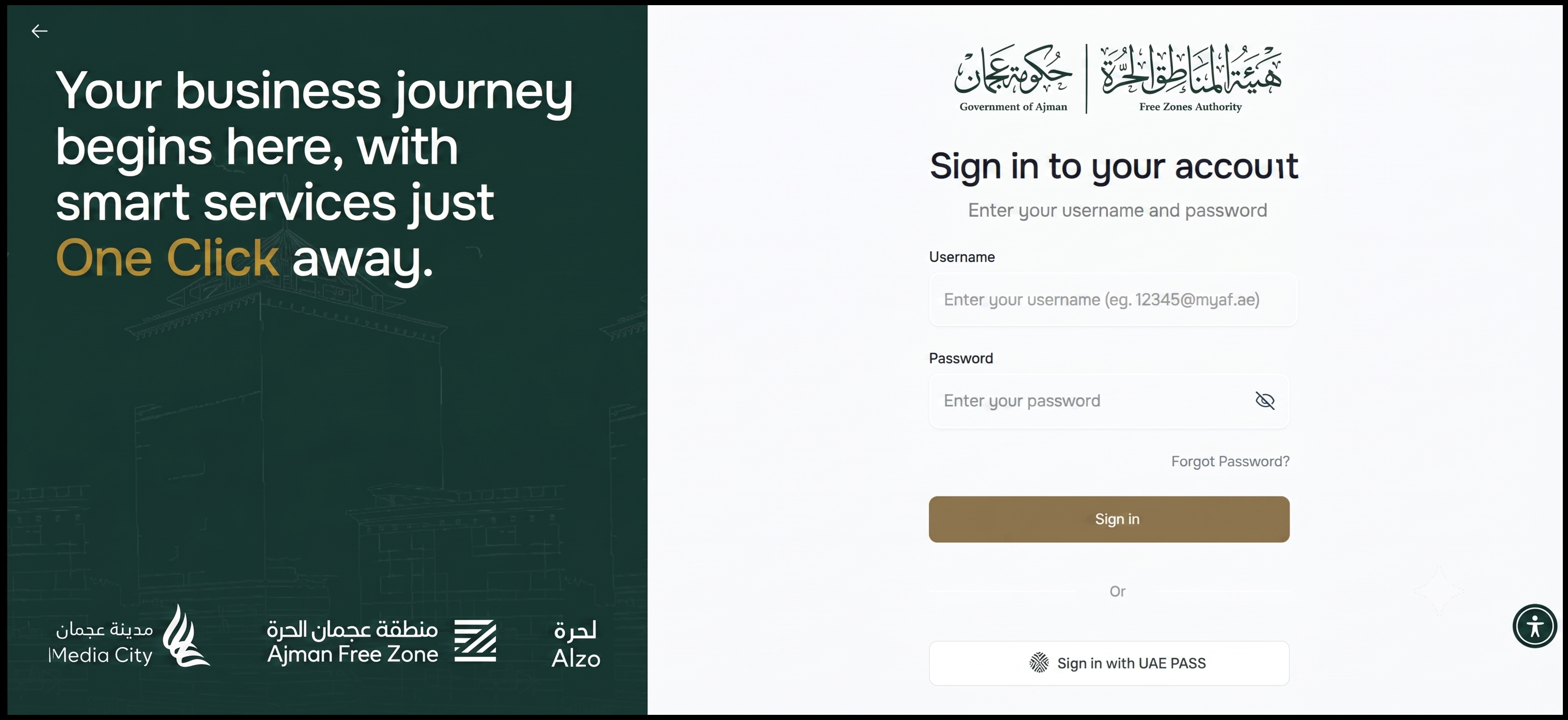 E-portal Login Page - Ajman Free Zone