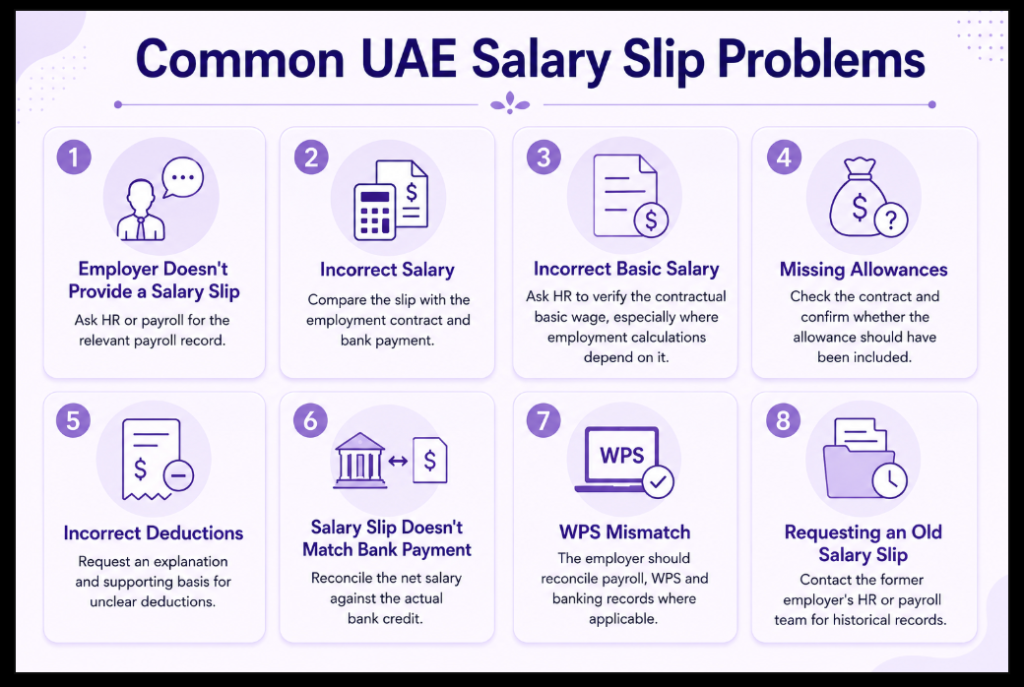 Common UAE Salary Slip Problems Infographic Image