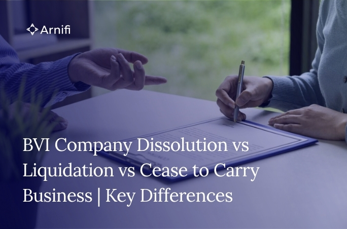 Blog banner image for BVI Company Dissolution vs Liquidation vs Cease to Carry  Business | Key Differences