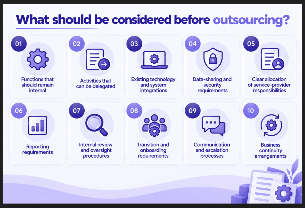 What should be considered before outsourcing image